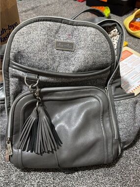 Itzy Ritzy Gray Backpack Tote with Tassel Charm see